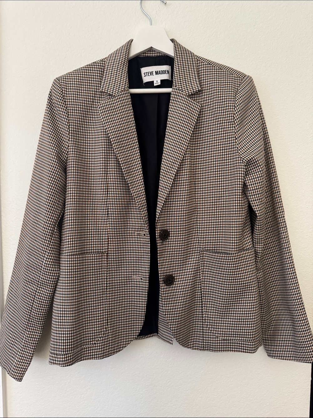 Steve Madden Brown & Black Houndstooth Blazer